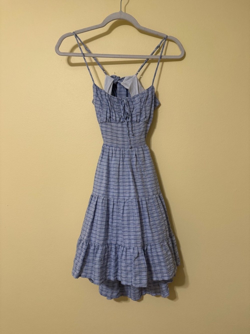 Light Blue Striped Tiered Sundress